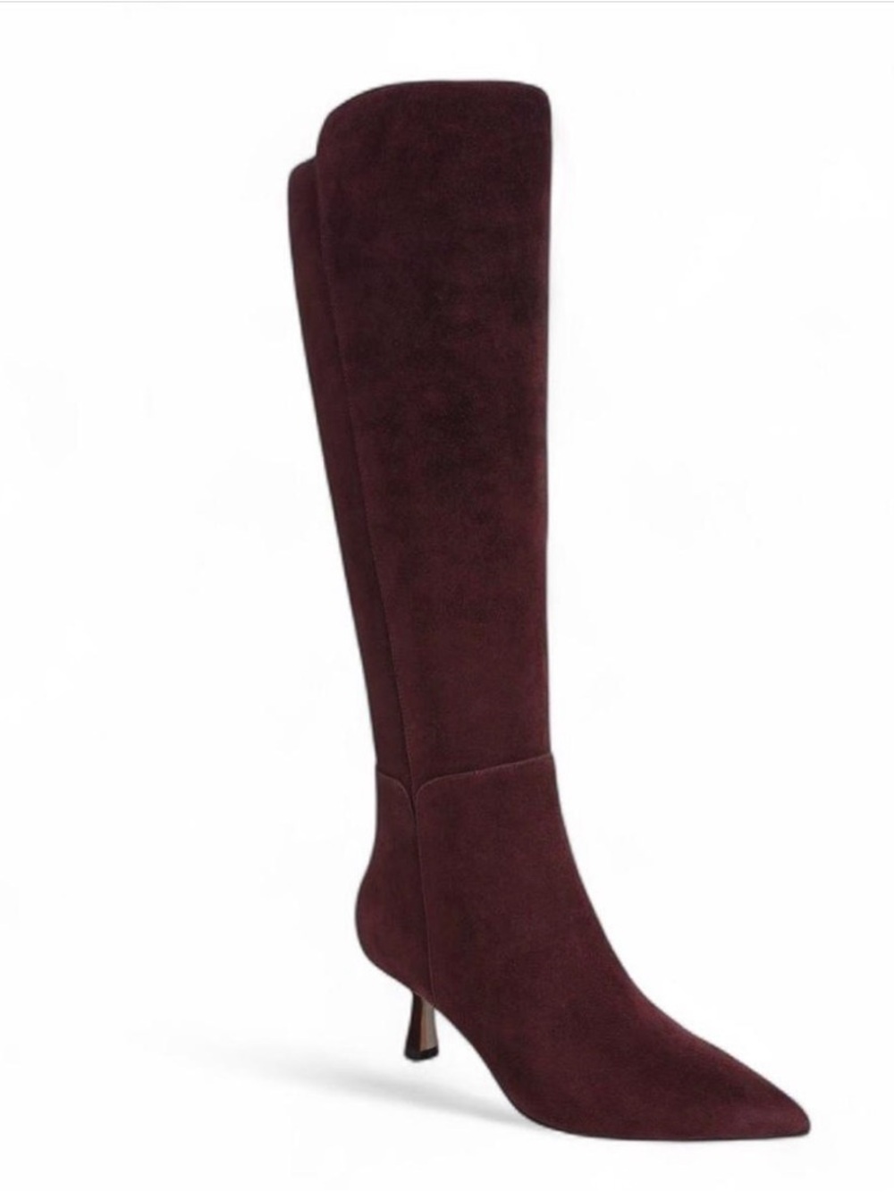 Sam Edelman Burgundy Suede Knee-High Heeled Boots
